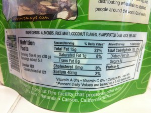 Mrs. May's Coconut Almond Clusters Ingredients